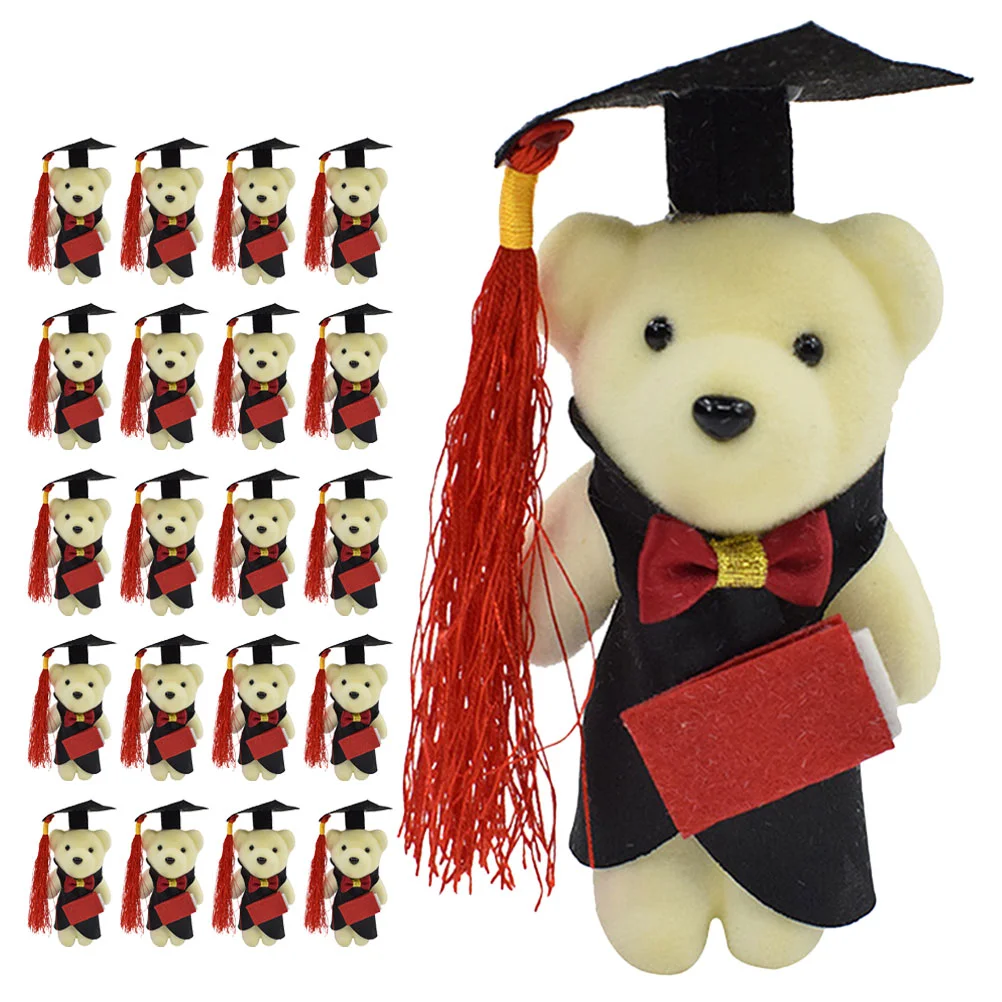 

Graduation Stuffed Bears Plush Bouquet Animal Mini Tassel Toy Supplies Party Gifts Grad Class Tiny Pendant Key Season Gift