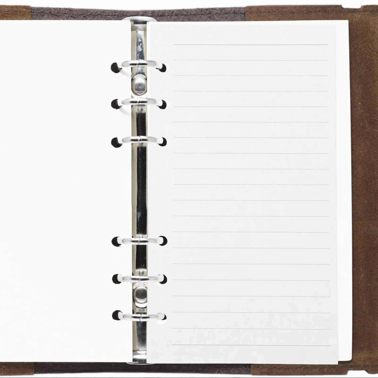 45매 A6 6링 플래너 리필 용지, 줄지어있고 그리드가 있는 루즈리프 바인더 속지, 예산 플래너 노트패드 교체용