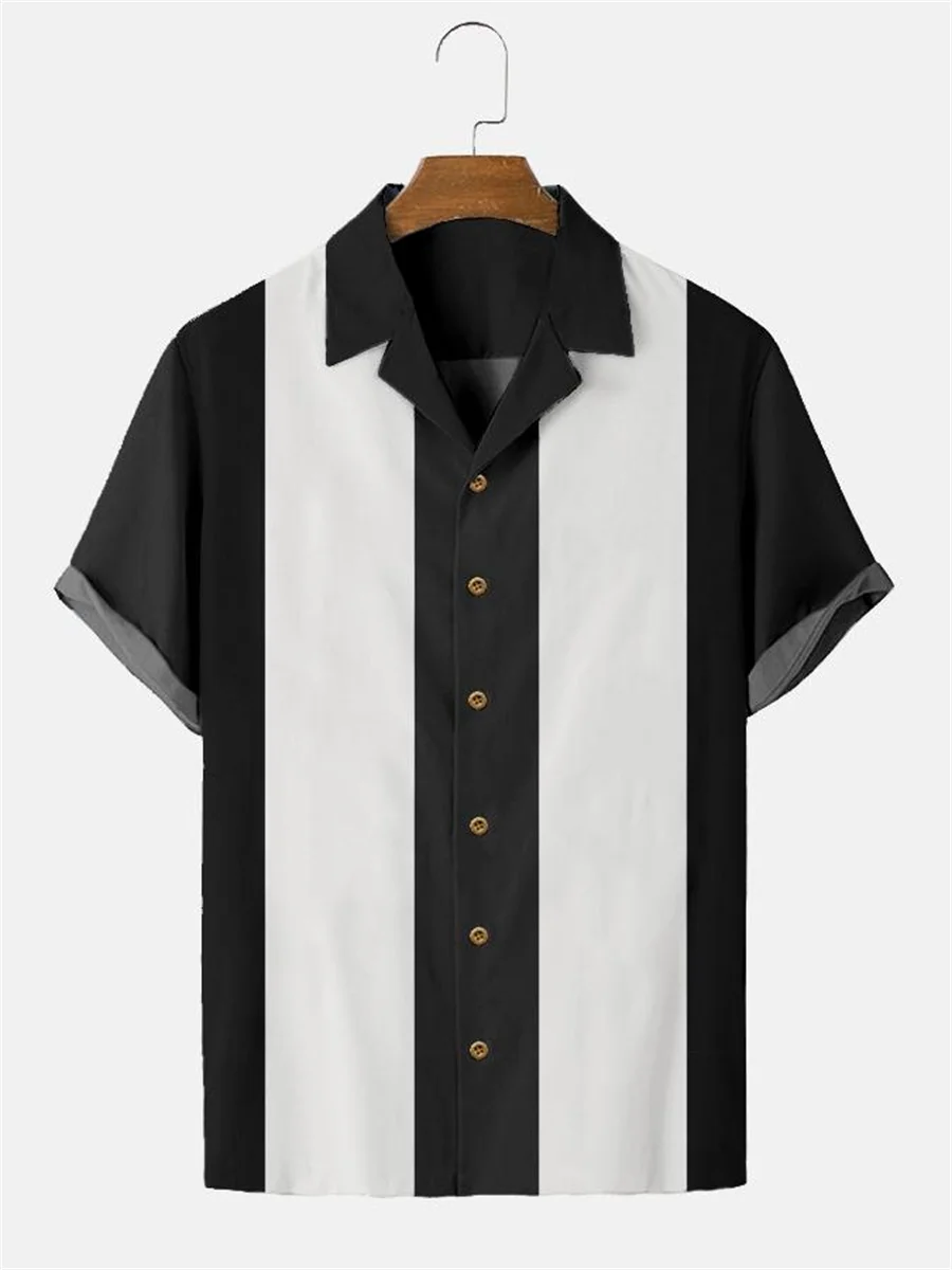 2022 Stripes Simple Casual shirts men European Size Men's Hawaiian Shirt Men's Shirts Fashion Short Sleeve caual Breathable Top