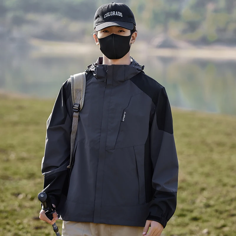 Chaqueta de Montañismo de otoño para hombre, ropa deportiva para ciclismo, ropa deportiva con bloqueo de Color, chaqueta de asalto impermeable y neutra a prueba de viento