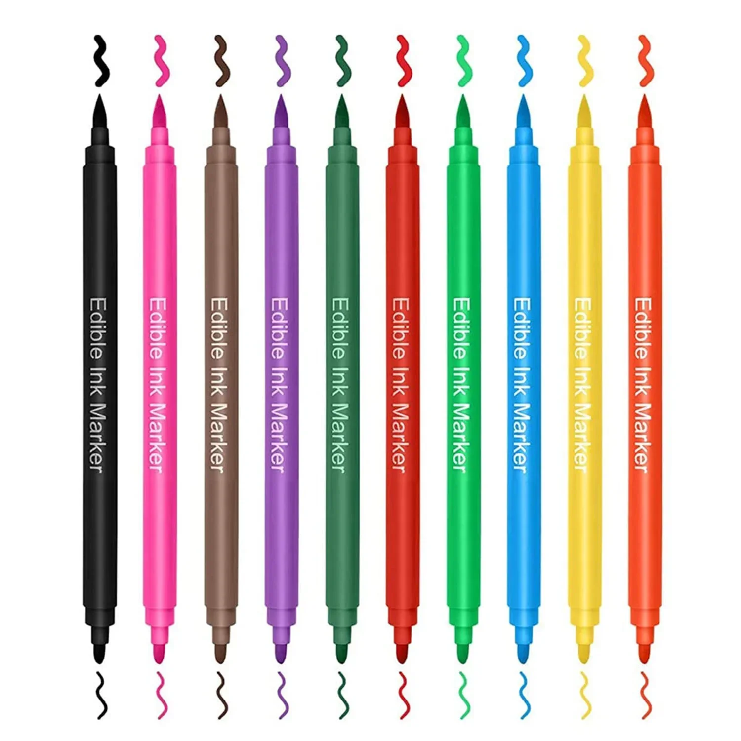 Cake Decorating Tools 10Pcs Edible Markers for Cookies Food Coloring Pens Fine and Thick Tip Food Grade Gourmet Writer for DIY Fondant Cakes Frosting