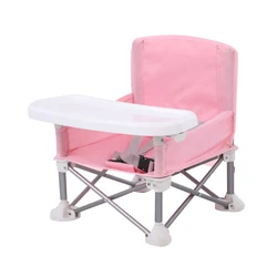 Portable Baby Feeding Chair with Sunshade and Detachable Tray - Folding Multifunctional Seat (Pink Chair)