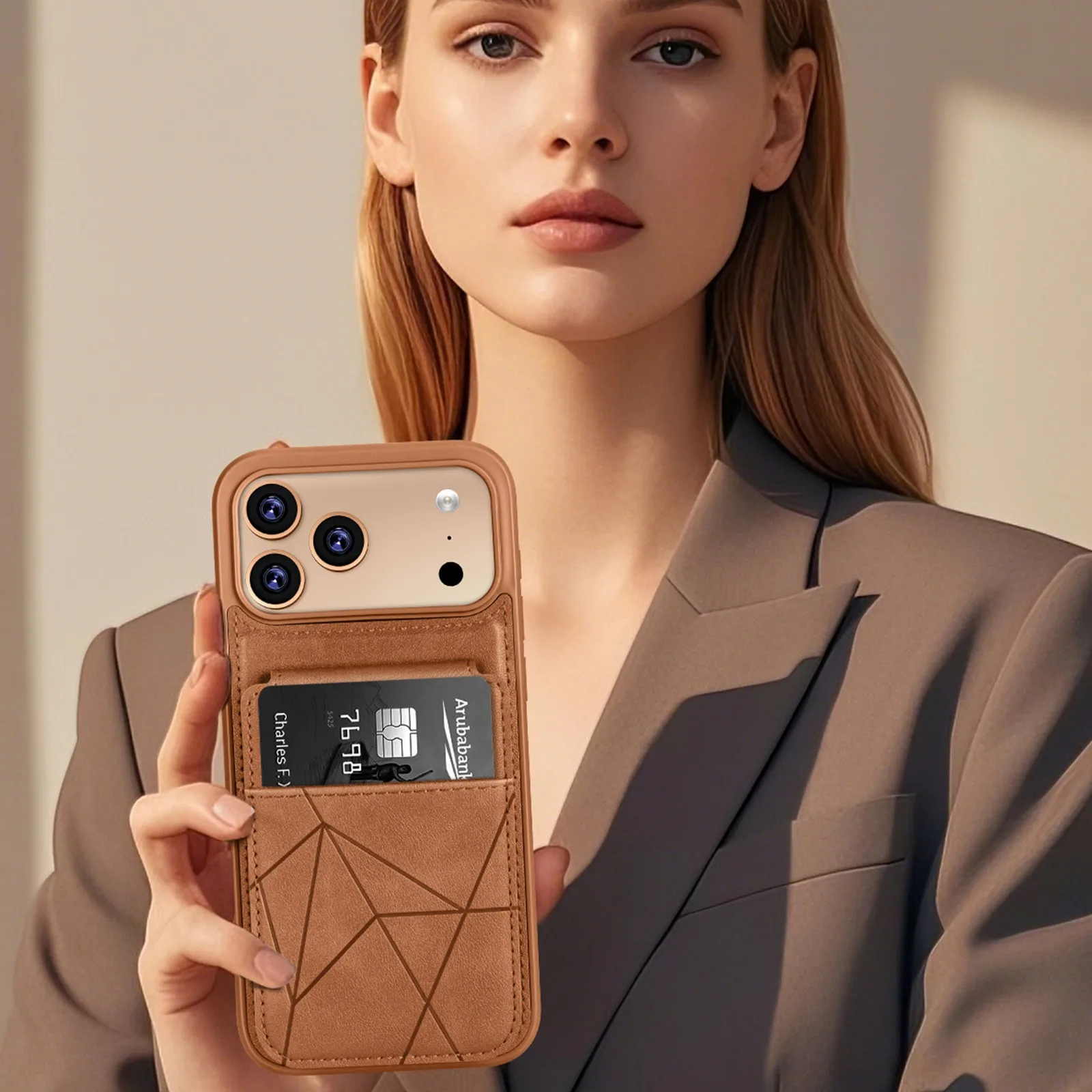 Luxury Leather Flip Wallet Phone Case with Card Holder and Durable Hard Cover