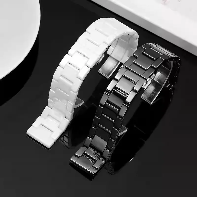Premium Ceramic Watch Strap - Barrel Shaped White Quick Release 22mm Waterproof Bracelet