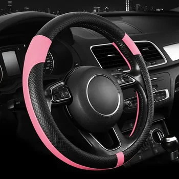 Coprivolante in Pelle PU Traspirante Antiscivolo Universale per Tutte le Stagioni Adatto per Volanti da 38cm/15 Pollici