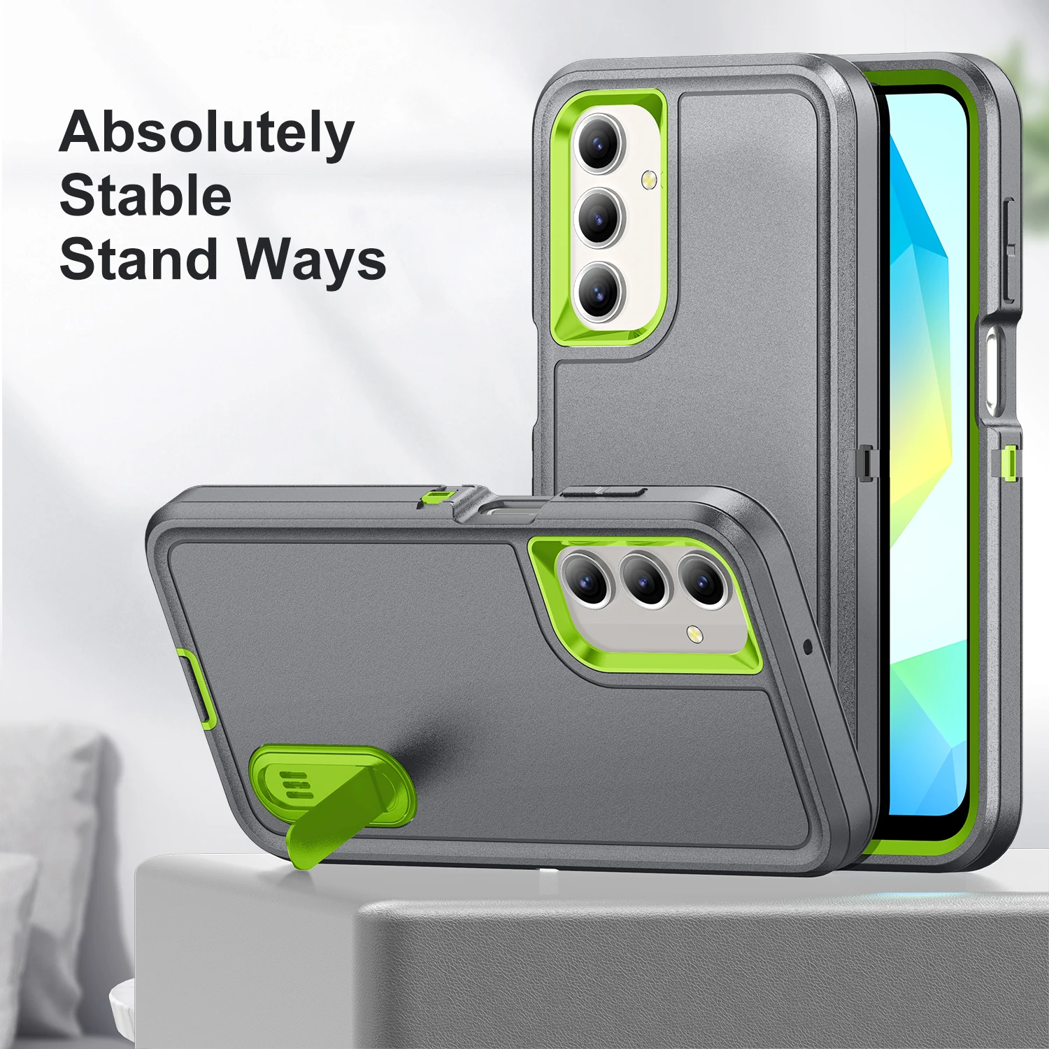 Rugged Military Hard Case with Kickstand - Premium Protection Back Cover