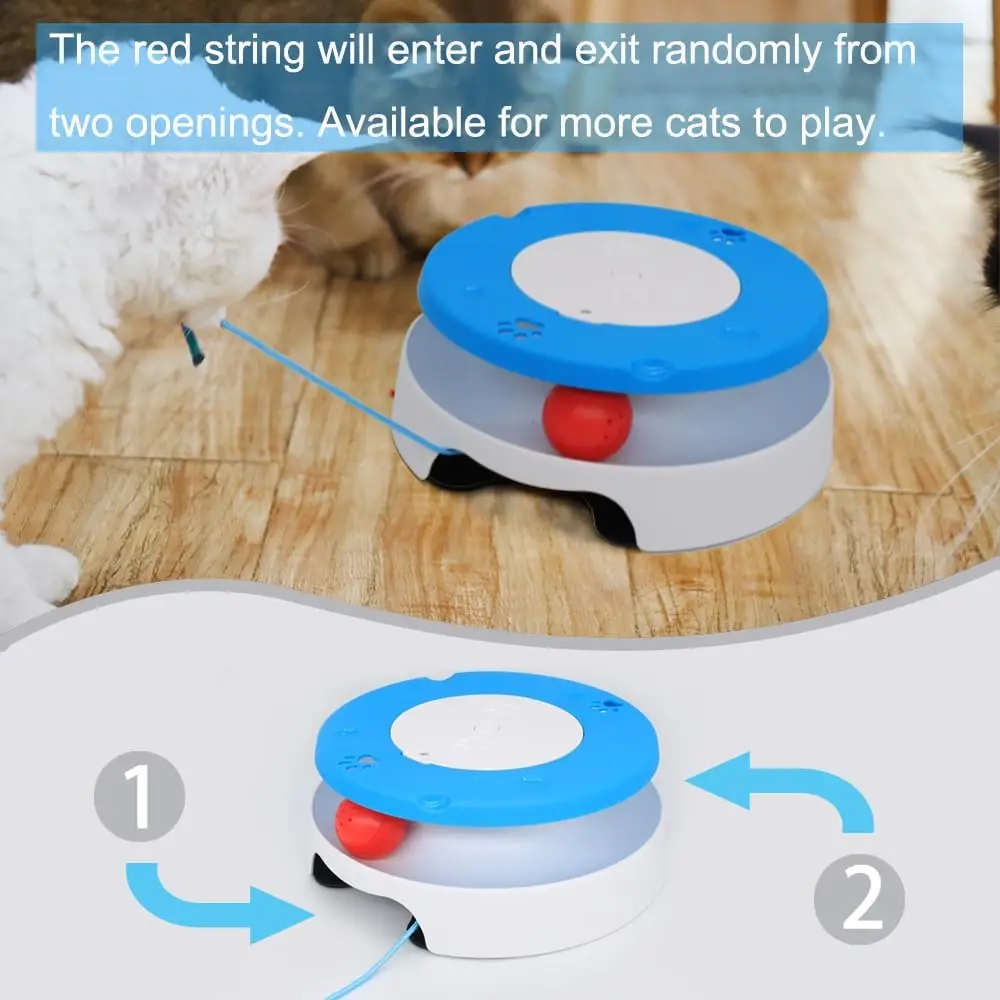 Interactive Cat Toys for Indoor Cats, Automatic Cat String Toy for Exercise, Fit Most Cats (Blue)