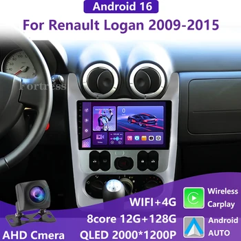 Android 16 Radio del coche para Renault Logan 1 Sandero 2009 2010 2011 2012 - 2015 Largus Dacia Duster reproductor de vídeo Multimedia GPS WIFI 1