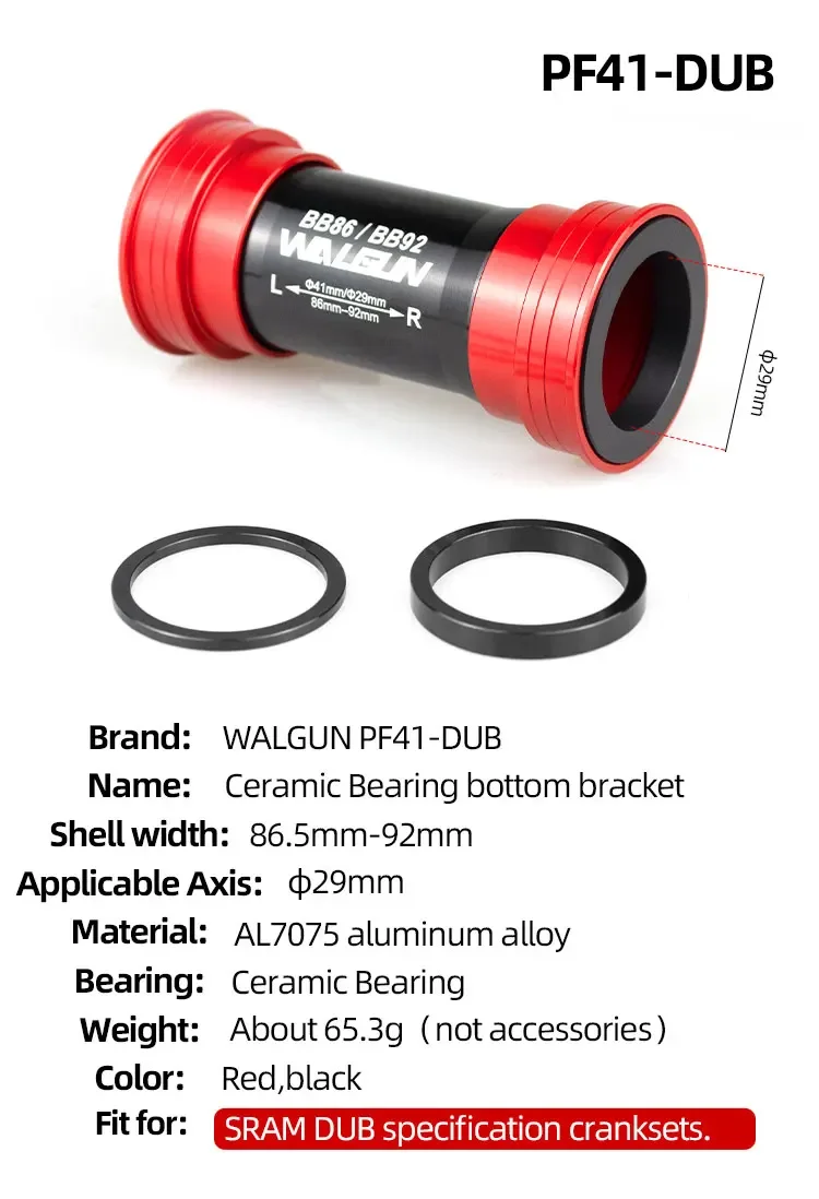 Description Picture 5 of itemBB86 BB92 Bike Bottom Bracket Ceramic BB for MTB Road PF4124 PF4130 PF41DUB 41mm 24mm 30mm 29mm DUB Gxp 105 Bicycle Crank Parts