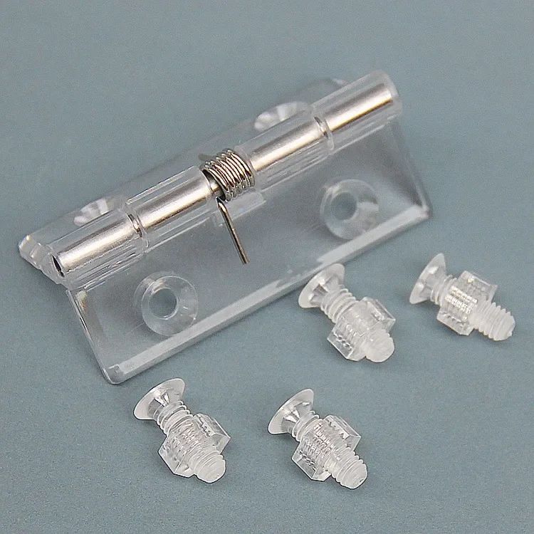 Invisible Automatic Returning Spring Hinge Door Window Crystal Hinge 3 Inch Acrylic Double Sided Transparent Sealed
