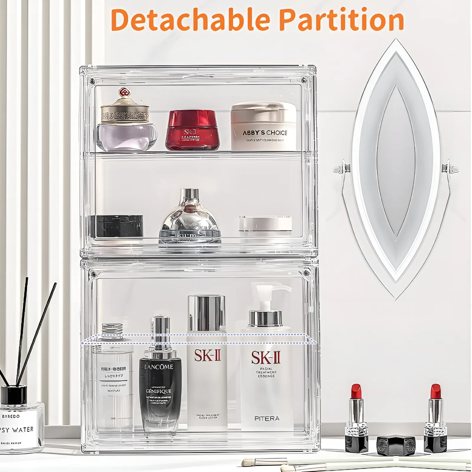 Clear Storage Case, Dustproof Wall Storage Box, Cosmetic Skincare Containers, Cosmetic Display Cases, Layered Makeup Organizer 4