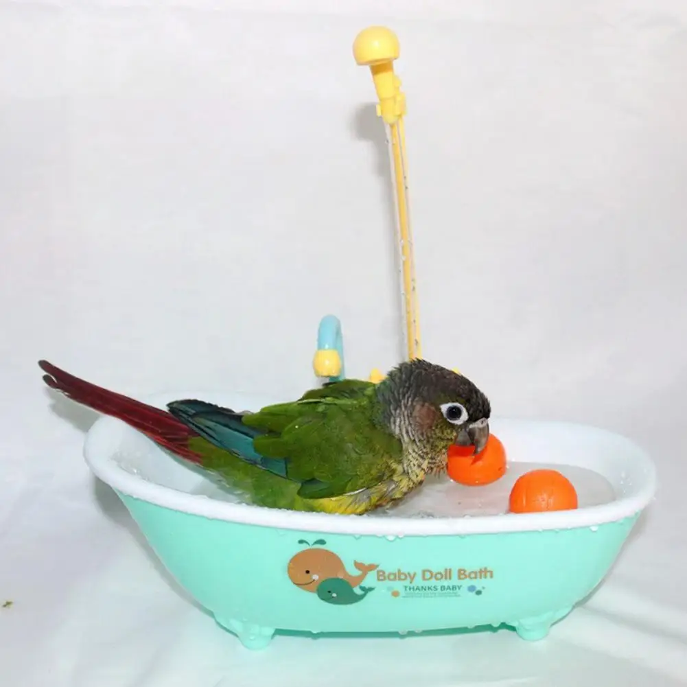 

Bird Bath Tub Simulation Shower Head Electric Realistic Parrot Bathtub Toys with Faucet for Small Birds Bird for Parakeets