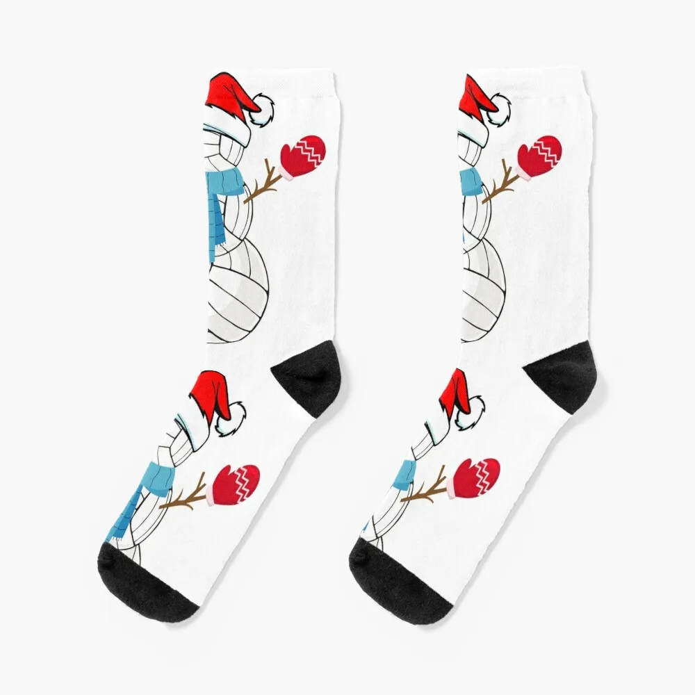 

Volleyball Snowman | Funny Christmas Holiday T-Shirt Gift Socks funny sock compression Socks Male Women's