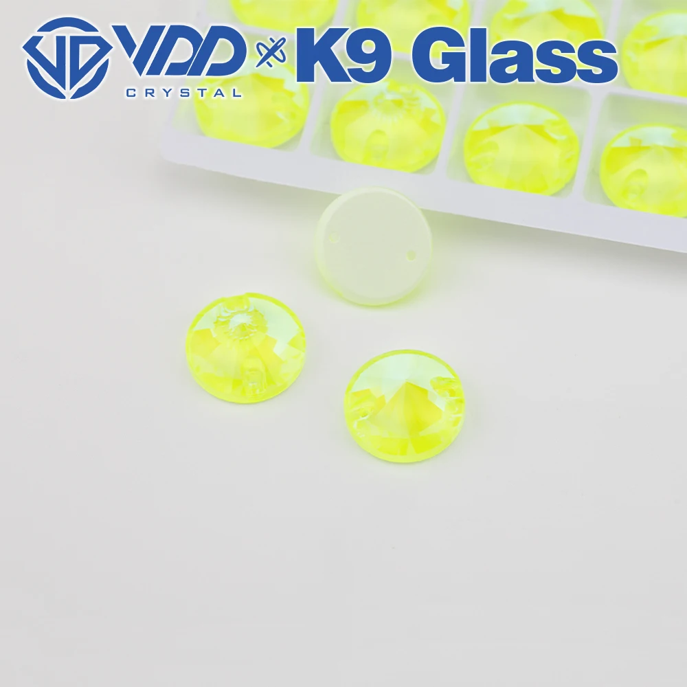 VDD Großhandel Neon Lemon Top Qualität K9 Glas Nähen auf Strass Nähen Kristall Flatback Steine Box verpackt DIY Kleidung Dekoration – Detail 5