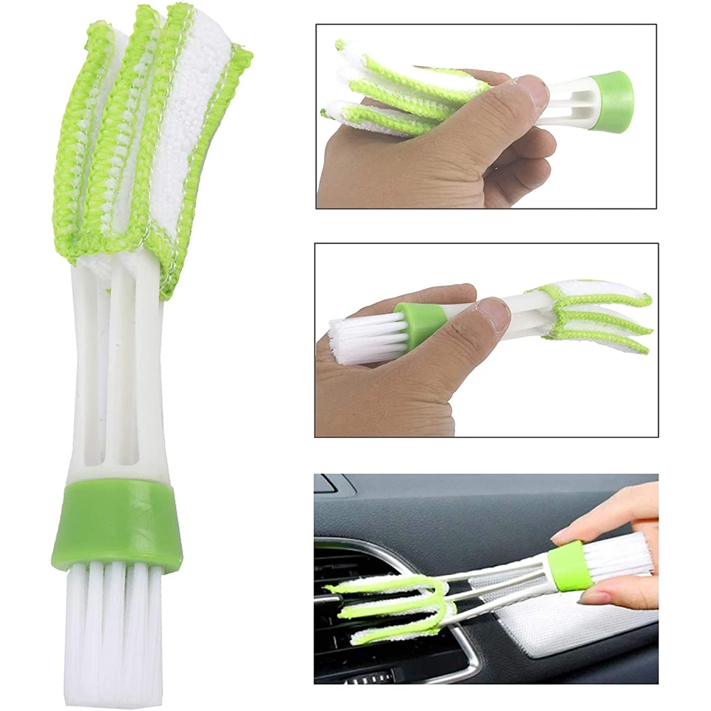 

Car Cleaning Brushes 2 in 1 Double Slider Portable Air-Conditioner Window Outlet Dust Tools Decoration Auto Interior Accessories