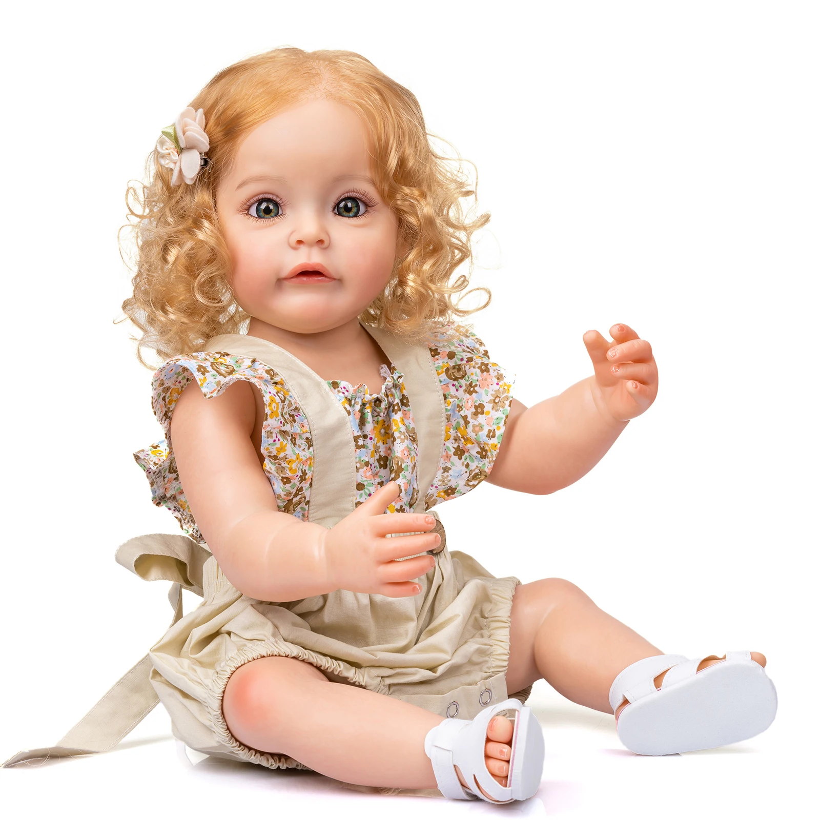 

55CM Bebe Reborn Toddler Girl Princess Sue-Sue Full body Silicone Baby Dolls Hand-detailed Paiting Rooted Hair Bath Toy