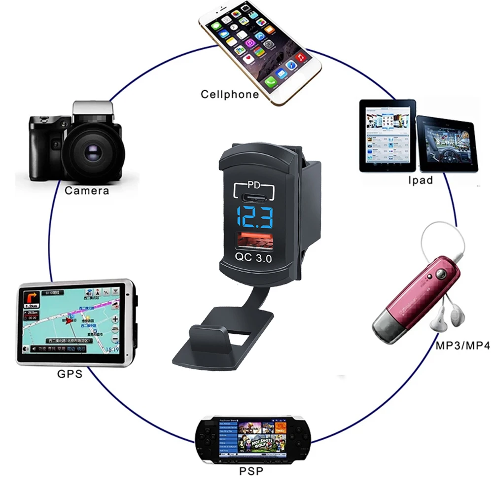 Car Charger Auto Adapter Waterproof 12-24V