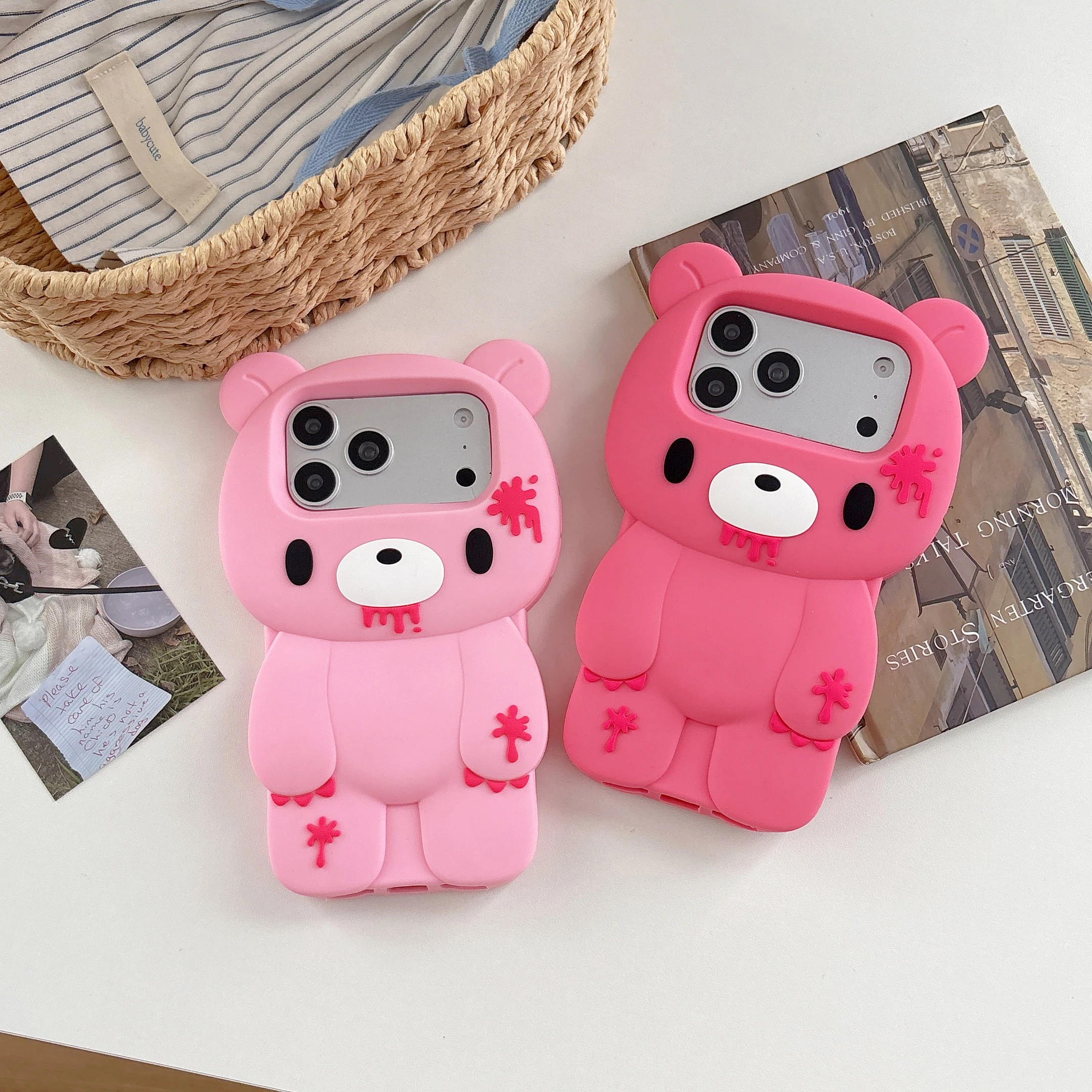 3D Cartoon Bloody Bear Soft Silicone Phone Case Cover - Unique & Cute Design