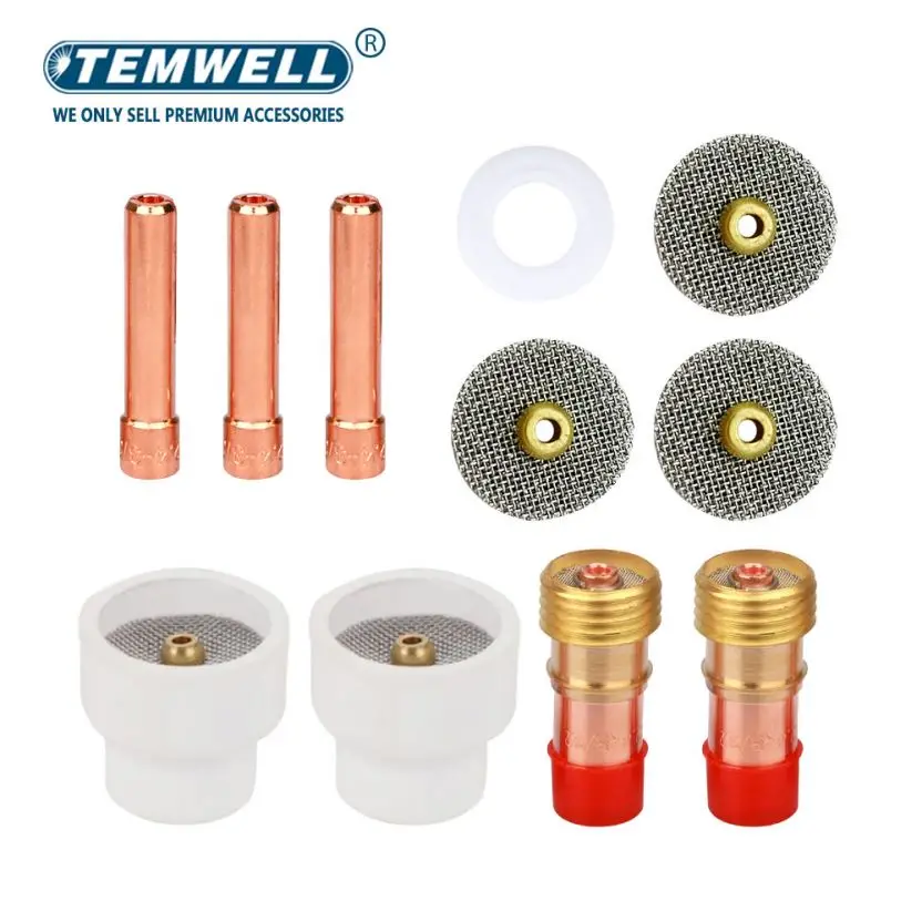 11pcs TIG Welding 14#  White Ceramic Nozzle Alumina Cup Kit Torches WP17 18 20 2