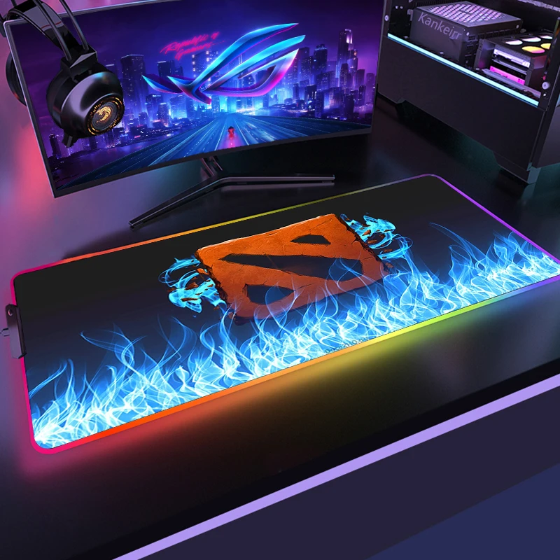 thumbnail image 1 of Alfombrillas de ratón 900x400 Dota2, alfombrilla de ratón LED para ordenador portátil XXL a la moda, alfombrilla de ratón RGB para juegos HD, alfombrilla grande XL para juegos de teclado de escritorio, 1 of 5
