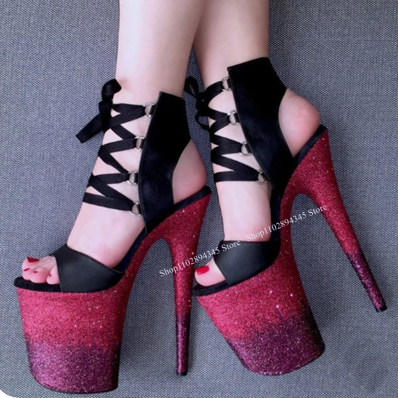 

Mixed Color Hollow Platform Sandals Peep Toe Thin High Heel Fashion 2023 Summer Casual Big Size Woman Shoes Zapatillas Mujer