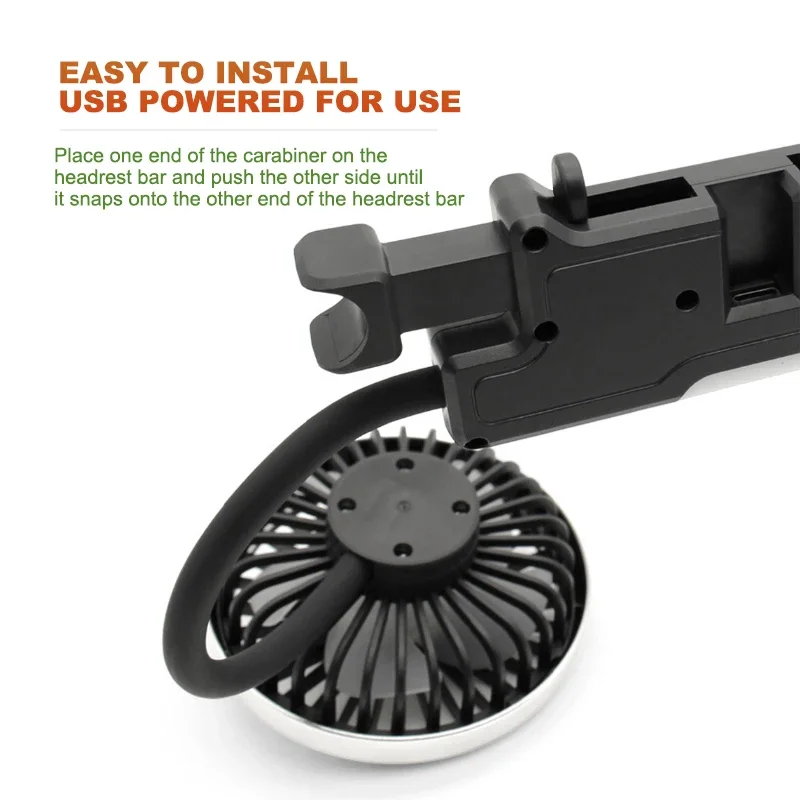 Car Fan Cooling Dual Head Type-c Usb Car Fan 3 Speeds Adjustable Auto Cooler Air With LED Lights Accessories electric fan car fan