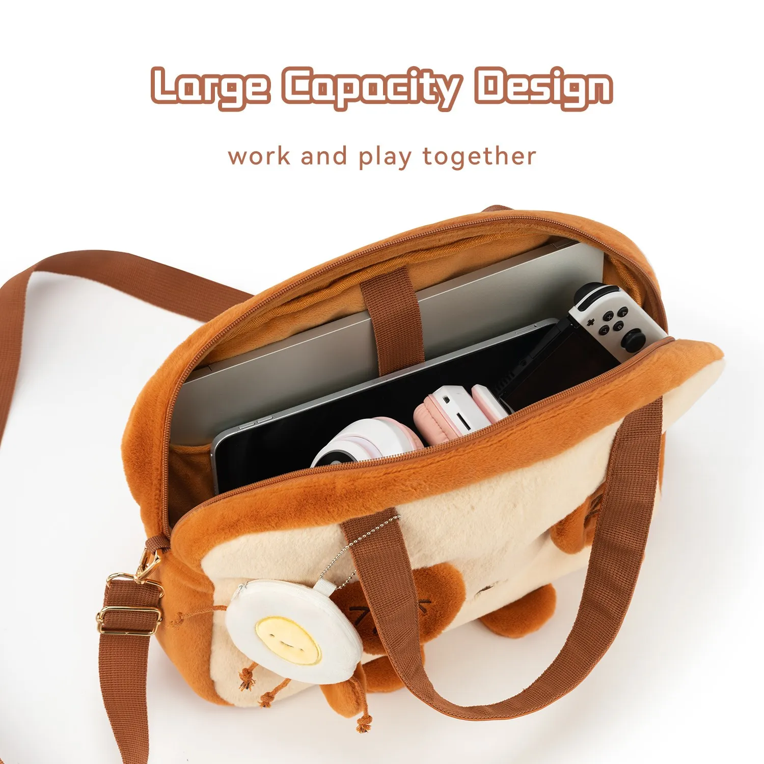 GeekShare Women\'s School Messenger Bags Kawaii Dog Toast Plush Shoulder Bag Female Handbags Fashion Brown Large Capacity Bags