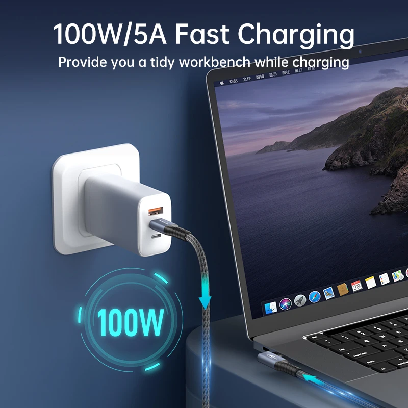 Câble Thunderbolt 4 USB4 Câble Thunderbolt 4 Silkland USB-IF Certifié - 40Gbps, 240W, 8K@60Hz - Pour MacBook, IPhone, IPad Cable Usb 4
