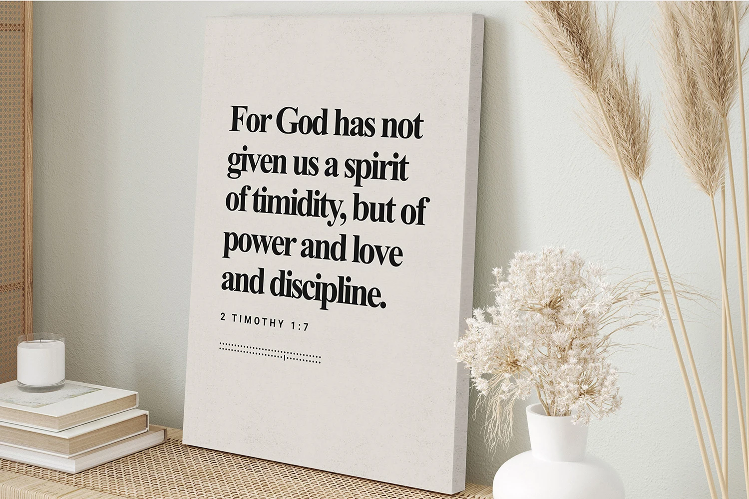 

2 Timothy 1:7 Bible Verse Prints Wall Art Modern Bible Scripture Canvas Painting Christian Faith Poster No Fear Spirit of Love