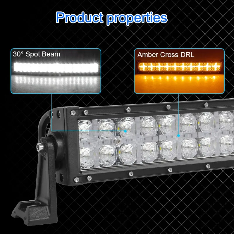 12V 24V 22 32 42 52" Off-road SUV Curved Flood LED Work Light Bar 7D Amber DRL For Jeep Car ATV UTV 4x4 4wd Pickup Truck Lorry led light led light bar
