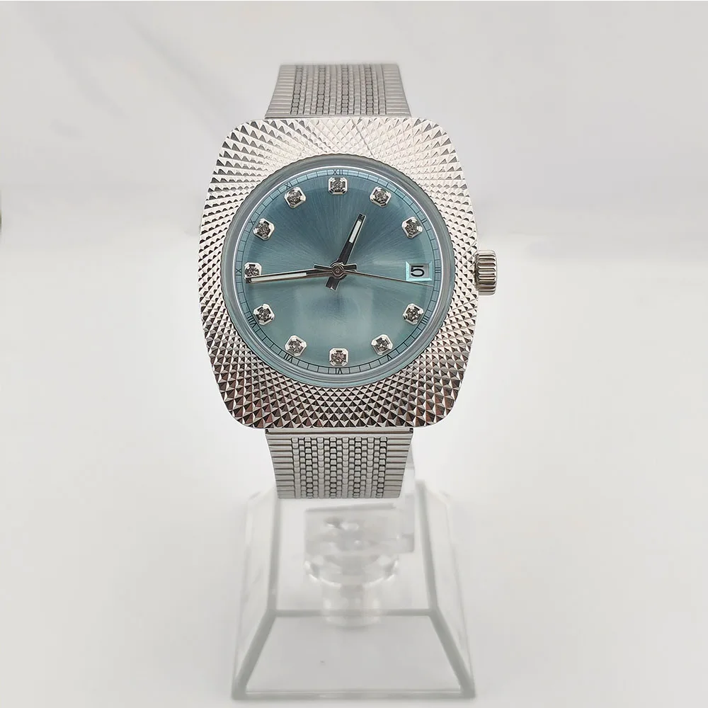 NH35 Watch Men Watch with Metal Texture 36.5mm Stainless Steel Acrylic Glass Waterproof Case 28.5mm dial fit Automatic Movement