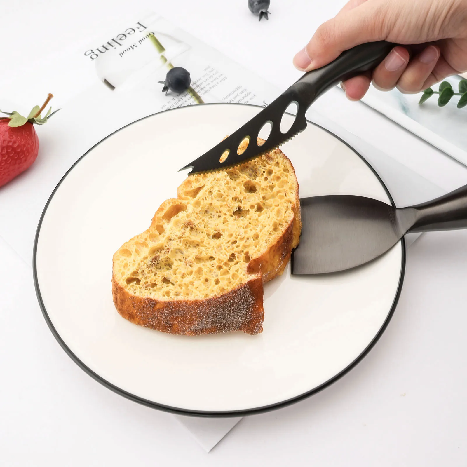 Cheese Knives Set Matte Black Steel Stainless Slicer Cutter Handle Mini Knife Butter Knife Spatula Fork cheese knives set