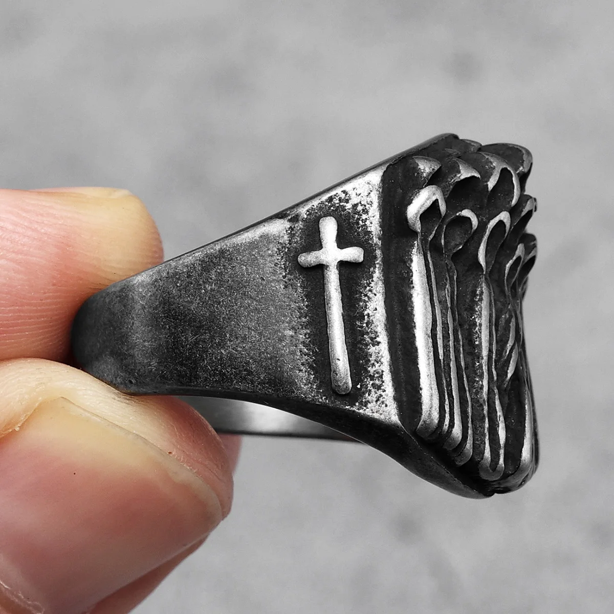 Bible Cross Prayer Men Rings Stainless Steel Women Jewelry Punk Rock Vintage Black Gothic Fashion Accessories Gifts Wholesale 5