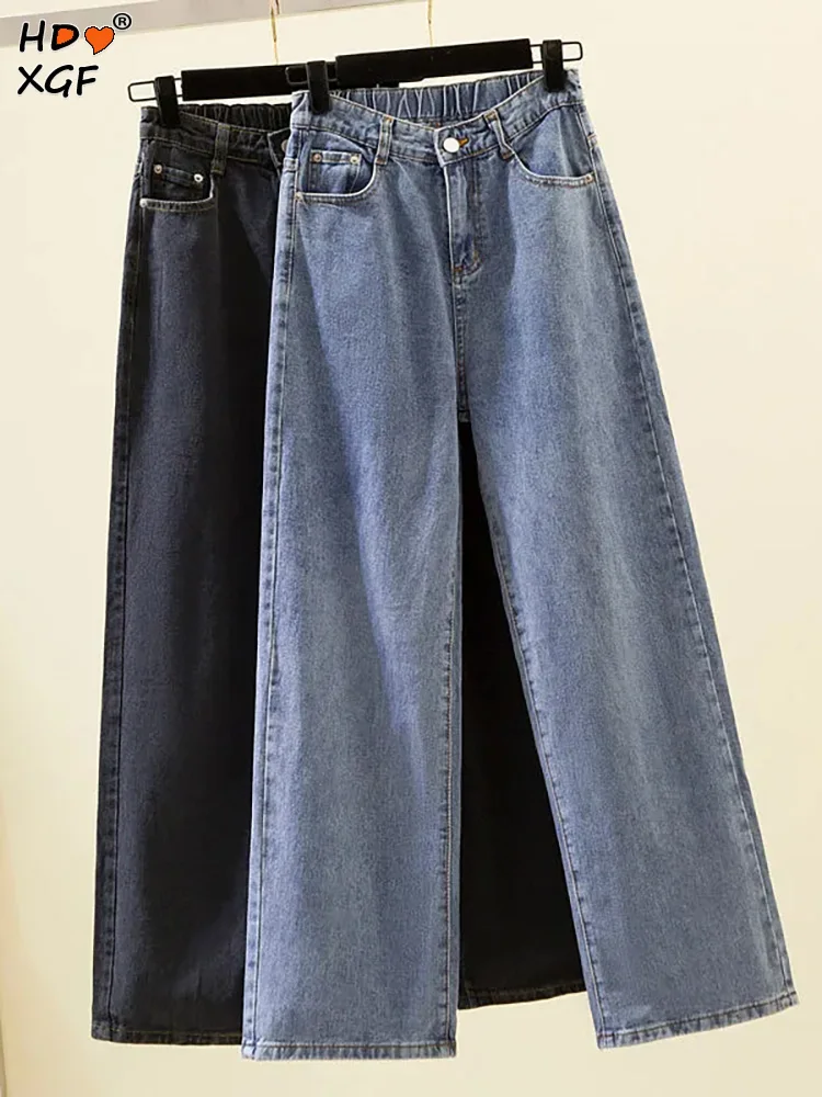 

Oversize 4xl Ankle-length Wide Leg Jeans New Casual Baggy Elastic High Waiststraight Denim Pants Womens Basic Vaqueros For 95 Kg