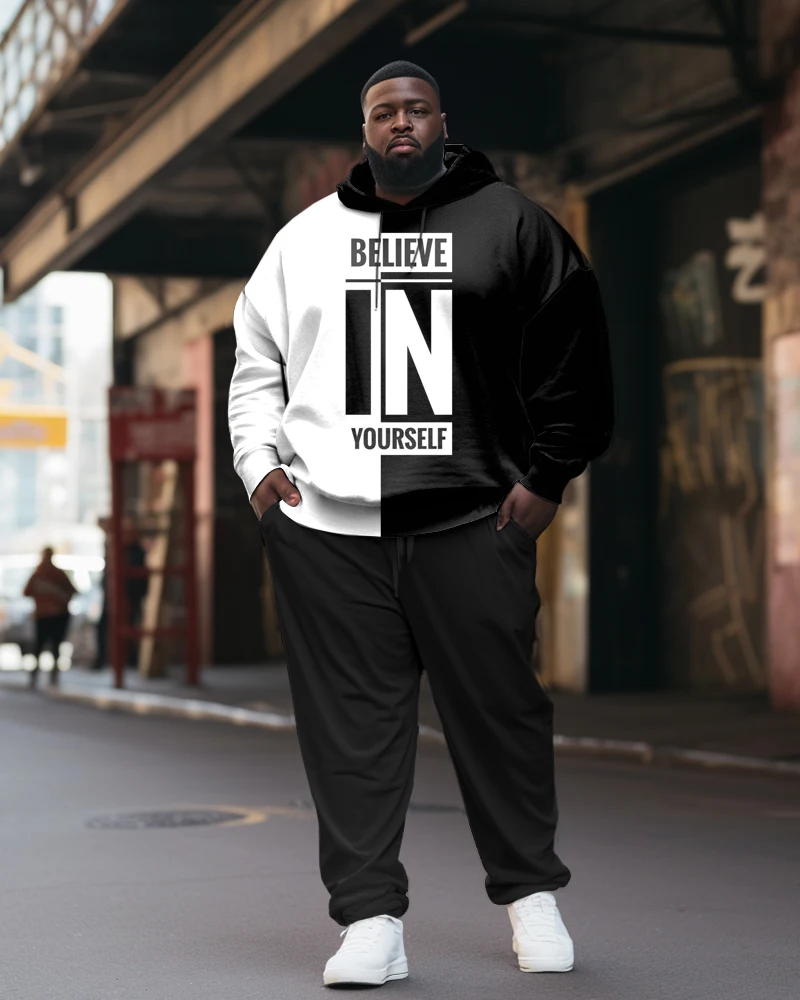 Biggmans Hooded Sweater Two Piece Sets for Men's Clothing Ace of Spades Poker Hip Hop Fashion Comfortable Big Plus Size Suit