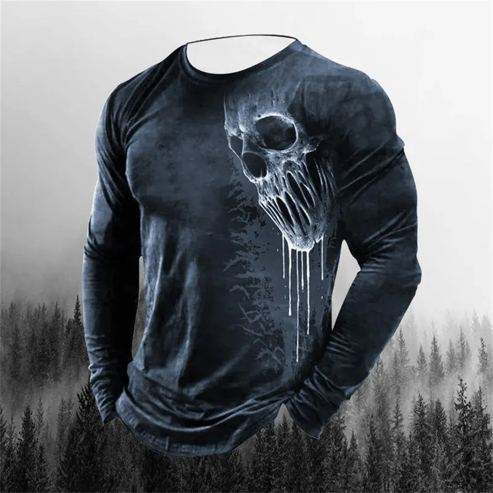 Hip Hop Herren T-Shirt Rundhals ausschnitt Langarm Top Trend Print T-Shirt Rüstung 3D T-Shirt Herren Sommer übergroße locker sitzende Gerinnsel – Detail 10