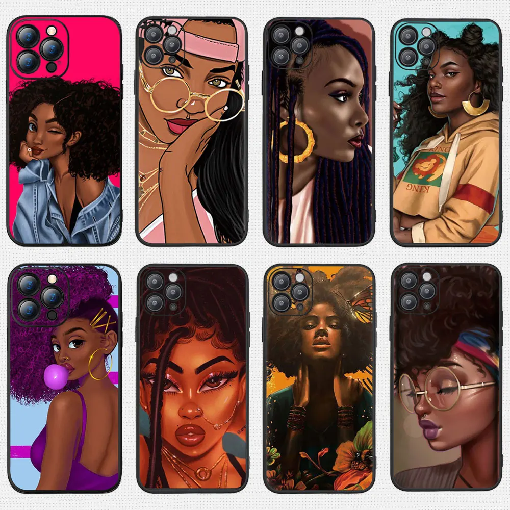 Afro Black Girl Magic Melanin Poppin Phone Case For Iphone 13 Pro 12