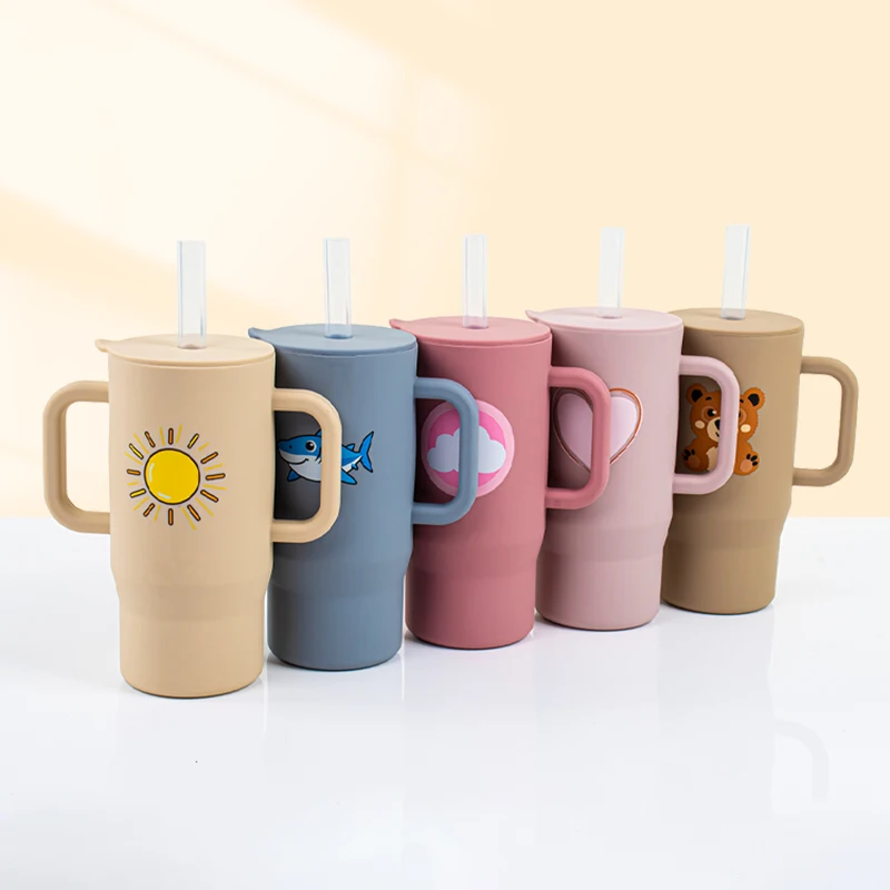 스탠리 학습용 컵, 식품등급 실리콘 직접 마시는 컵,  및 어린이용 낙하 방지 빨대컵, 물 마시는 법 배우기, 가정 훈련