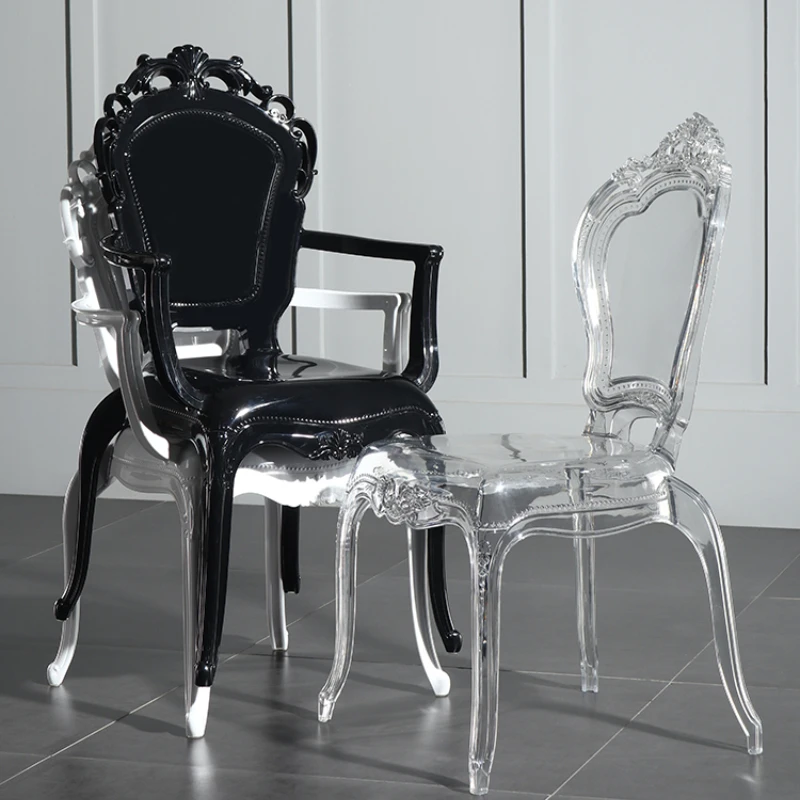 

Backrest Armrest Dining Chair Household European-Style Simple Crystal Transparent Chair
