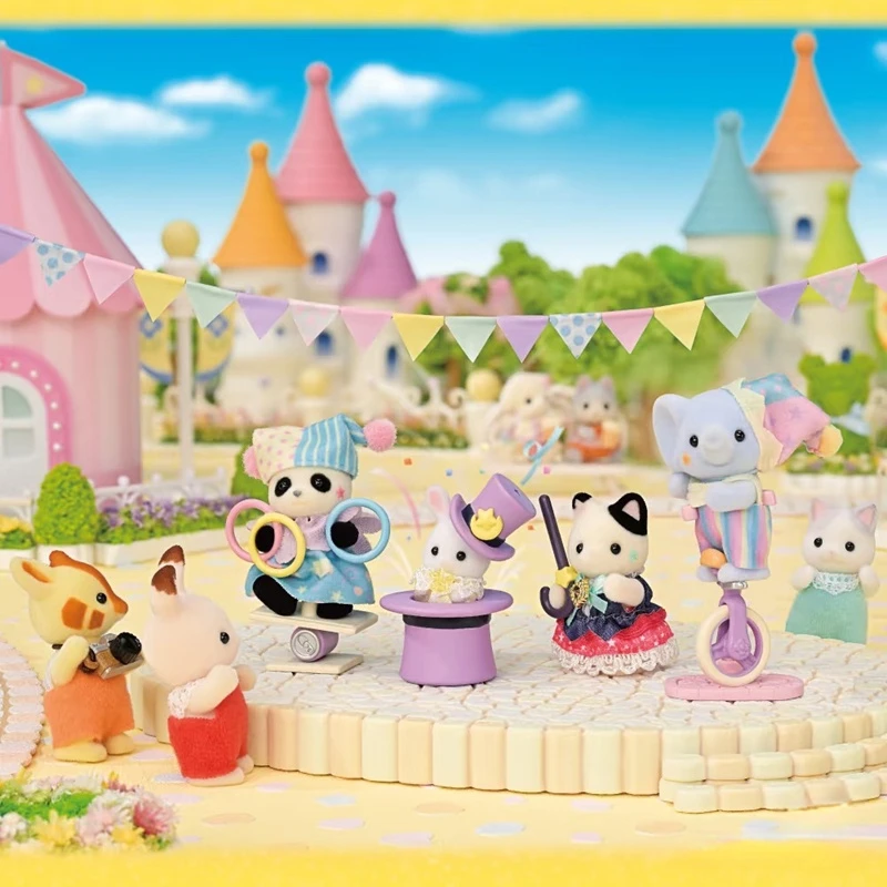 Miniature Doll House Supplies Mini Figurine Toys Original Sylvanian Families Keychain Clothes Sorpresa Furniture Chihuahua Figures Houes Accesorios Family Doll Toy Elephant Band
