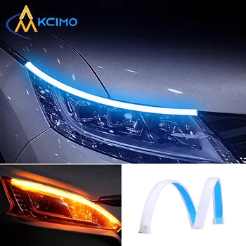 1Pc LED DRL Car Running Light Flexible Waterproof Strip Auto Headlights White Turn Signal Brake Flow Lights Car Styling 12V 1