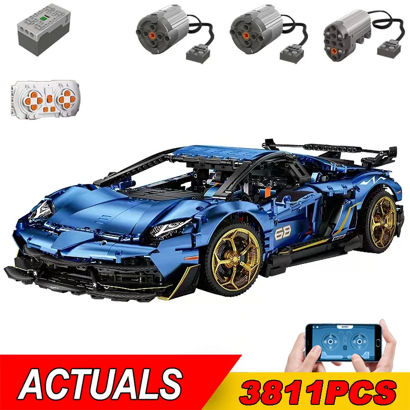 

NEW 3811pcs Technical 1:8 SVJ Super Sport Car Building Blocks Assemble Bricks Vehicle Toys 10250 Model For Kids Boys Adult Gift