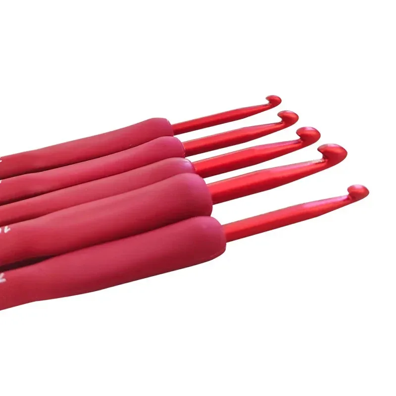 Crochet Hook Single-head TPR Silicone Handmade Single Crochet Red Handle Clothing Knit Work DIY