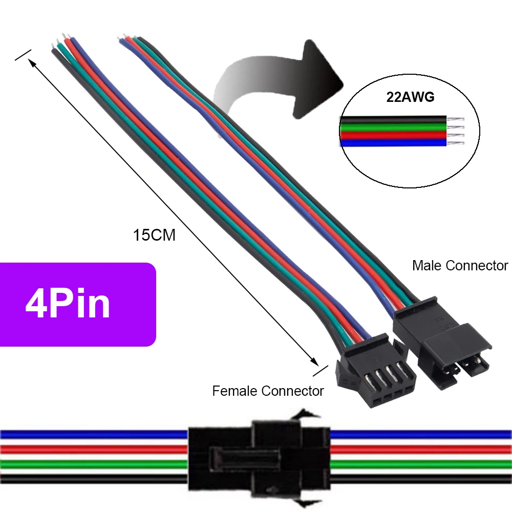 ตัวเลือกสินค้า JST Connector เชื่อมต่อสายไฟ LED สำหรับ RGB/RGBW