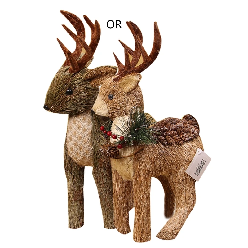 

Straw Lower for Head Elk Ornament Standing Deer for Doll Animal Figurine Christm