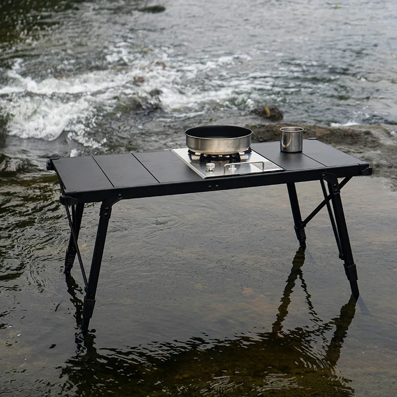 Nouvelle table de camping pliable portable, réglable en hauteur, pour pique-nique, barbecue, voyage en voiture et camping en plein air