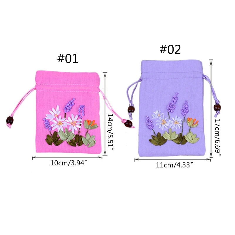 Embroidery Printed Lavender Imitation Hemp Bag Wedding Party Small Gift Packaging Bag Home Decoration Ornaments