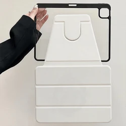 Pure White 360 - Degree Rotating 3 - Fold Tablet Case - Minimalist & Versatile Style - Tab S9 Plus (White)