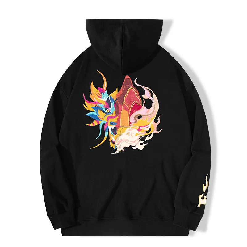 

Fashion All Match Hooded Sweatshirts Embroidery Oversized Casual Autumn Quality Cotton Pullovers Loose Fit Men Clothes Sudaderas