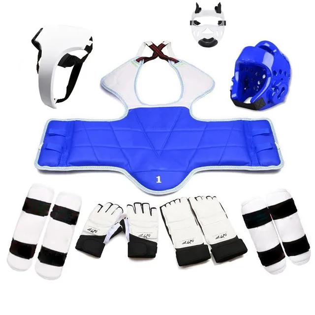 Taekwondo Five-piece Set Helmet Armor Kickboxing Guantes De Boxeo Boxing Glove Capacete Taekwondo Equipment Head Protector Spats eight-piece set girl